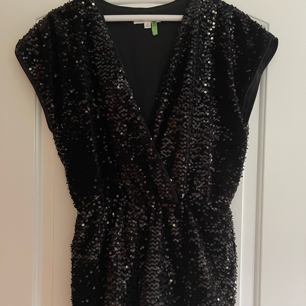 Honey Punch Black Sequin Romper